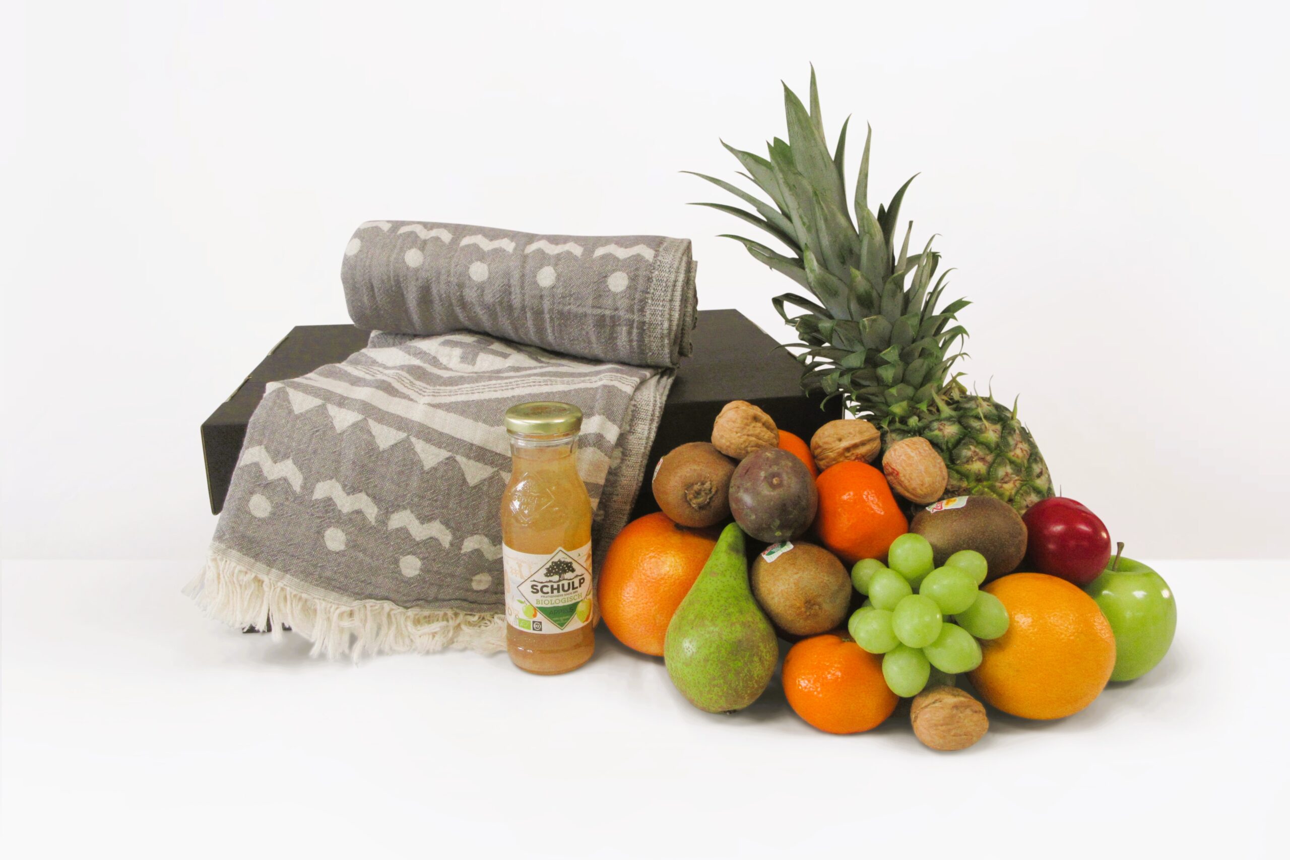 Fruitmand groot Hamamdoek grijs Fruitmand Hamamdoek grijs